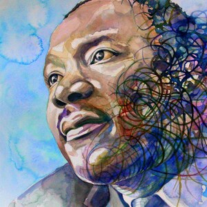 Martin Luther King portrait, print from original watercolor painting ART, custom watercolor portrait, "I have a dream" Black History