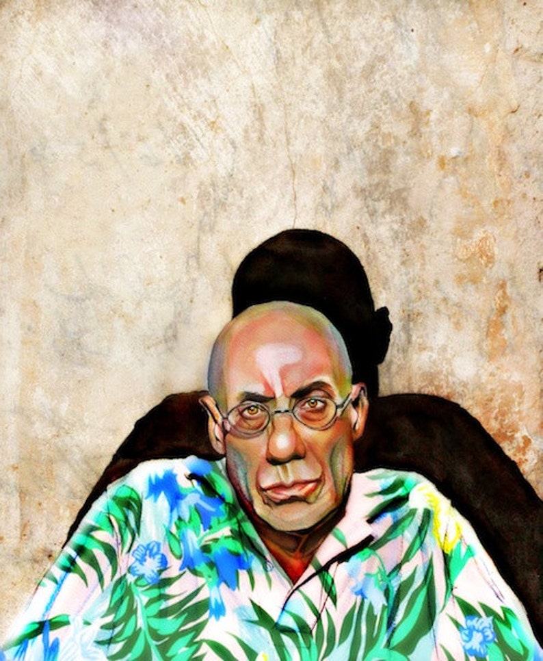 James Ellroy, pintura de retrato de acuarela, impresión de LA Confidential de ilustración original, arte de acuarela, autor de ficción criminal, giclee imagen 1