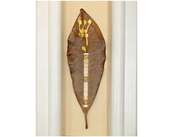Sustainable Mezuzah, "SHADAI" magnolia leaf, handmade mezuzah, Judaica, housewarming gift, wedding gift, mindful rituals, amulet