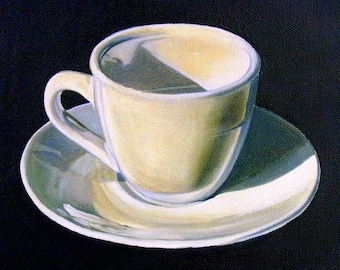 Coffee cup painting, Kitchen Art Print--Espresso Cup--From Original Oil Painting, Coffee art painting, kitchen art, dining art decor