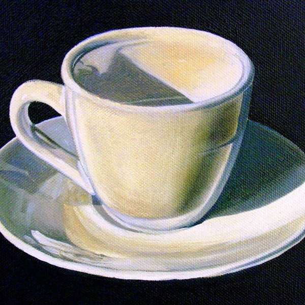 Coffee cup painting, Kitchen Art Print--Espresso Cup--From Original Oil Painting, Coffee art painting, kitchen art, dining art decor