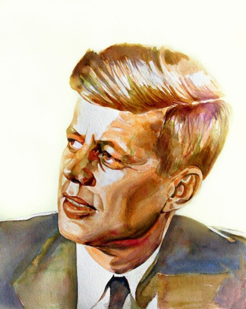 JFK John Kennedy portrait of U.S. president print from | Etsy