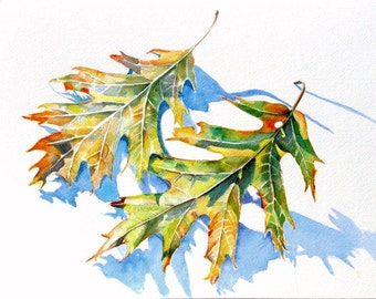 Leaves, watercolor painting original art print // trees, nature, watercolor painting, Autumn, still life, watercolor art, Fall foliage