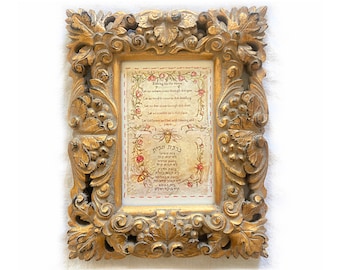 Bendición para el Hogar enmarcada, Impresión de bolsita de té reciclada original, acuarela, amuleto hebreo, dibujo a tinta, paz, abejas, regalo de bodas