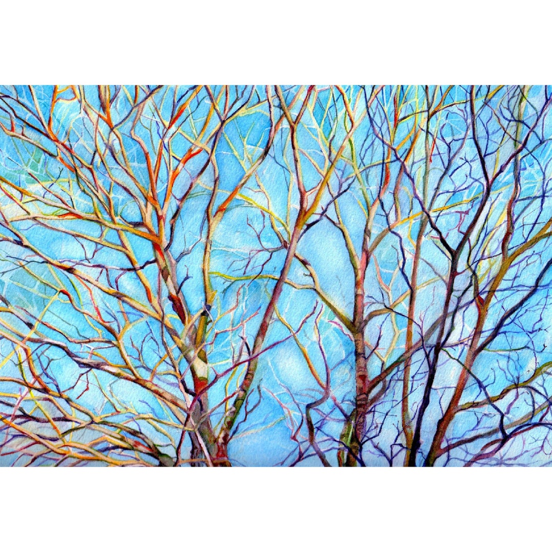 Watercolor Landscape Painting, Art Print From Original Watercolor Trees ...