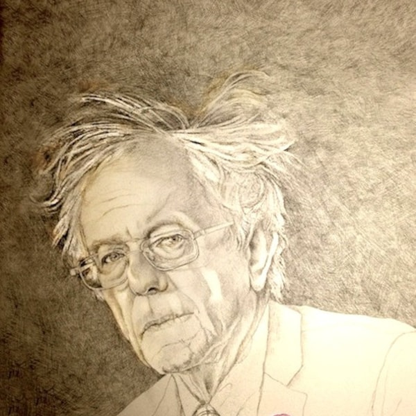 Bernie Sanders, custom portrait, print from original pencil drawing, sepia pencil portrait, American politics, elections 2016