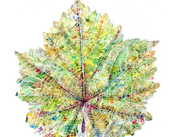 Grape Leaf Art Print: Original Watercolor Kitchen Decor