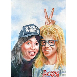 Wayne&#39;s World Watercolor Portrait: Saturday Night Live Print