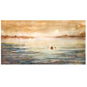 Maine Seascape Watercolor Painting: Serene Coastal Art Print (11x22 inch)