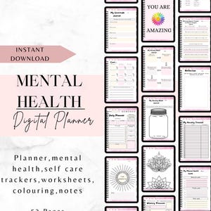 2025 Mental Health Digital Planner – Self-Care Journal, Anxiety Tracker & Wellness, Workbook Printable Self-Love Journal  (Instant Download)