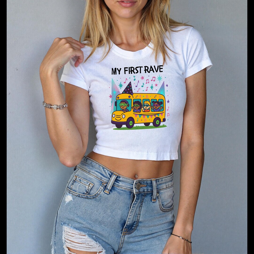 My First Rave My First Rave Baby Tee | Kids Rave Bus Graphic T-shirt - Etsy