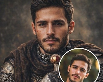 Medieval Fantasy Warrior Portrait | Custom Art from Your Photo | Personalized Digital Poster