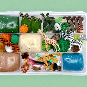 Safari Animal Playdough Box, Zoo Animal, Safari, Play Dough Box Kit, Party Favors, Sensory Box Kit, Birthday Party Favor