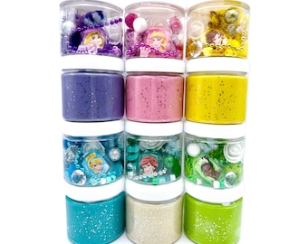 Princess 4oz or 8oz Playdough Jars, Play Dough Kit, Princess Party Favors, Sensory Kit, Birthday Gifts,Goodie Bags, Princess Birthday