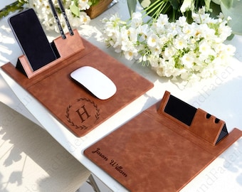 Personalized Multi-Function Mouse Pad, Foldable Portable Computer Mouse Pad, Mouse Pad with Pen Holder and Mobile Phone Holder