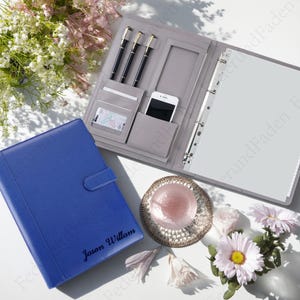 Porte-documents en cuir PU personnalisé avec support pour calculatrice, porte-documents en cuir, porte-documents d'affaires, cadeau pour homme, cadeau d'anniversaire