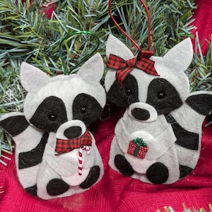 Handmade Felt Raccoon Christmas ornament