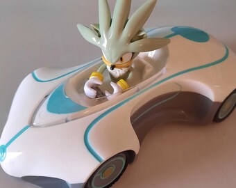 Sonic The Hedgehog All Stars Racing Silver Pull Back Vehicle Car Figure Loose