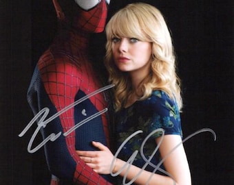 エマストーン　サイン　オートグラフ　8×10インチ　アメイジングスパイダーマン エマ・ストーンとアンドリュー・ガーフィールドがサインした8x10の