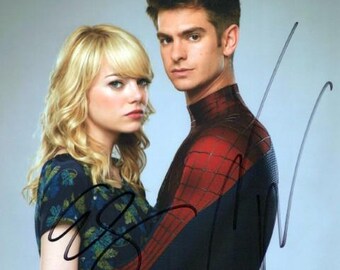 エマ・ストーンとアンドリュー・ガーフィールドがサインした8x10の