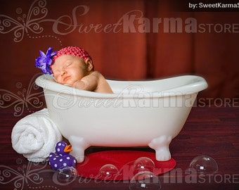 Red Curatin Bathtub Newborn or Child  Digital Photography Prop Background File 414