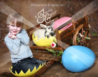 Easter Bunny Wagon Digital Background Prop PSD FILE 2004