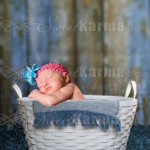 Wicker Basket Blue and Pink Options Digital Photography Prop Background 640 image 1