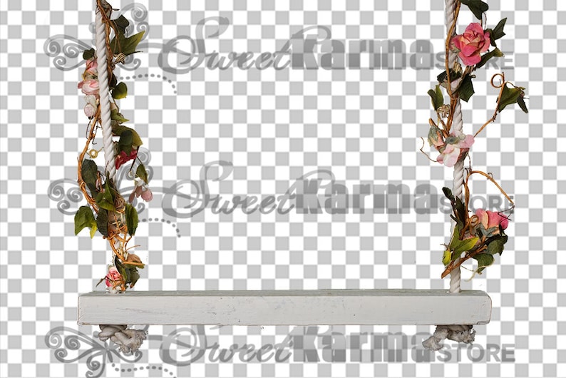 File #343 Flowered Swing Digital Photography Prop PNG Instant Download