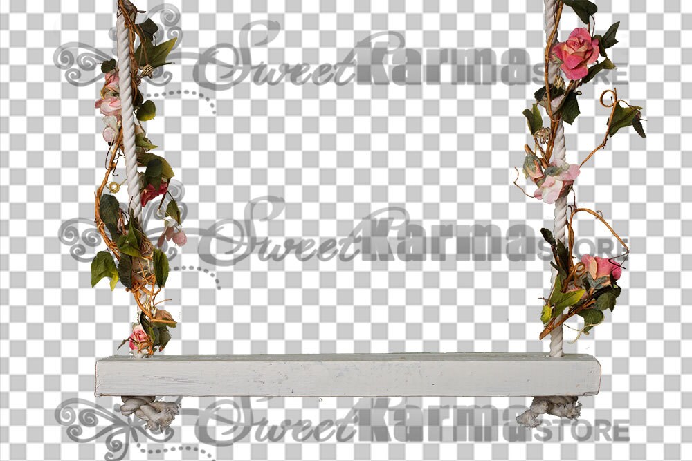 File #343 Flowered Swing Digital Photography Prop PNG Instant Download