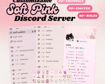 PINK Discord-server | Voor streamen, gamen en socializen | DIRECT downloaden | Simplistisch, esthetisch, kawaii, flirt | GRATIS emotes inbegrepen