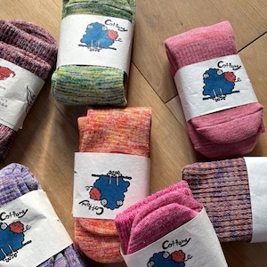 Japanese warm  socks, 100% cotton, made on vintage looms in Kyoto. Double layered socks for complete comfort, lovely soft  socks.