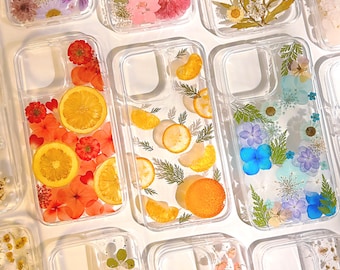 Funda para teléfono con diseño de limón, naranja, fruta deshidratada y flores prensadas reales para iPhone 17 Air 16 E 15, 14 Plus 13, 12, Pro Max y Samsung Galaxy S 22 23 24 25 26 Ultra.