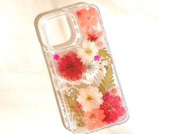 Custom Pressed Real Dried Hibiscus Flower Phone Case iPhone 17 Air 16 E 15 14 plus 13 12 mini 11 Pro Max Samsung Galaxy S 26 25 24 23 22
