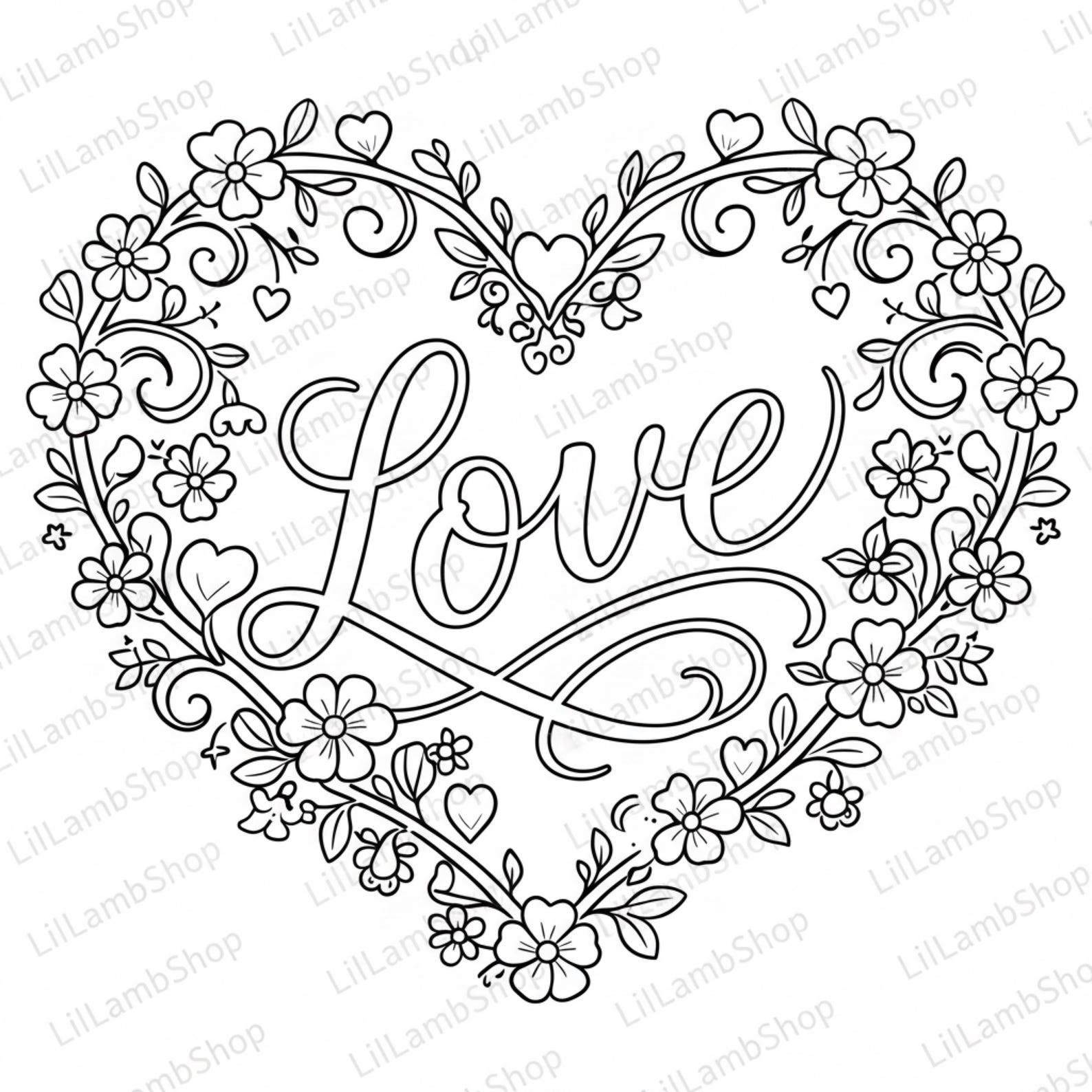 Love Coloring Page Printable - Belivers Faith Heart Art - Bible ...