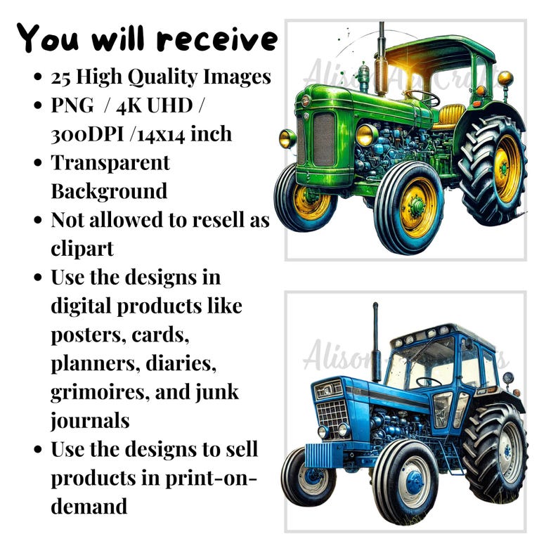 Tractors Clipart - 28 PNG, Colorful and Playful Farm Tractors, Country ...