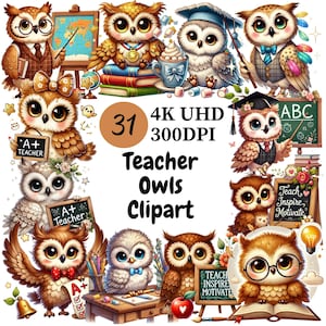 Professor Corujas Clipart - 31 PNG, Ilustrações Educacionais e Divertidas de Coruja, Perfeitas para Decoração de Sala de Aula e Material Didático, Coruja Bonita e Sábia