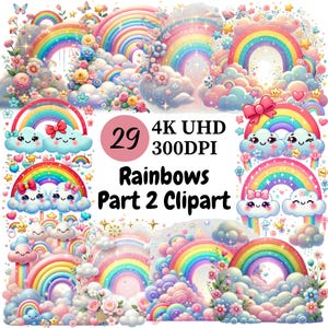 Rainbows Clipart (P2) - 29 PNG, Bright and Cheerful Rainbows,  Colorful Rainbow Designs, Unlimited Commercial Use, Digital Download