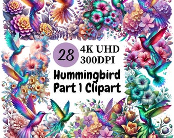 Hummingbird Clipart: 28 PNG Illustrations, Nature Inspired (Digital Download)