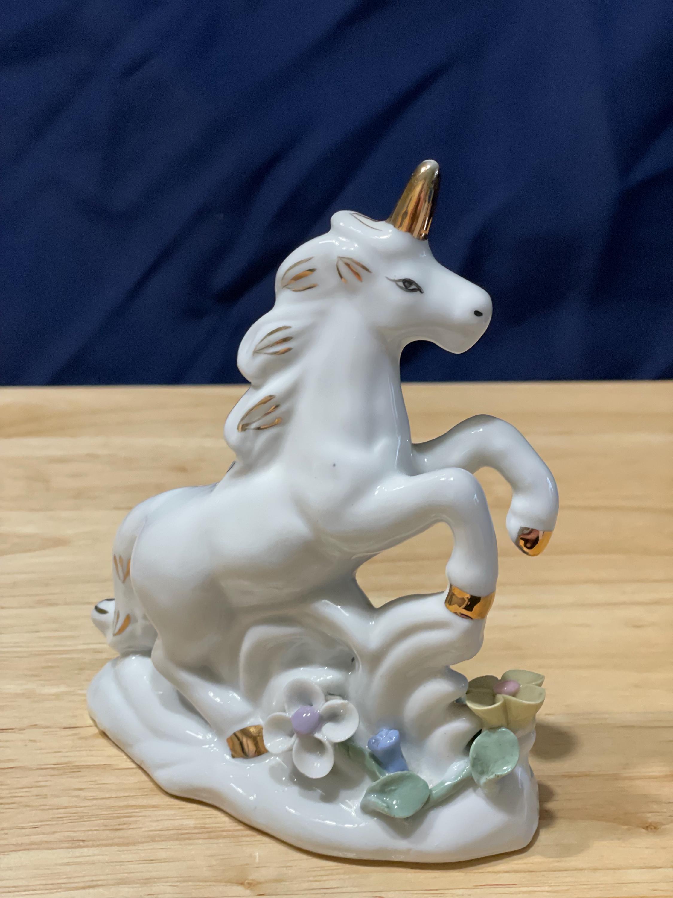 Porcelain White Unicorn With Gold Horn - Etsy