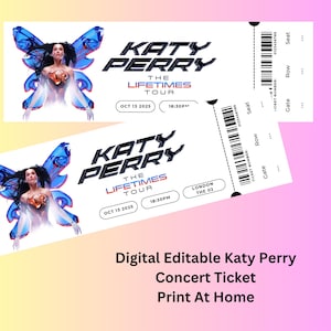 Digital bearbeitbare Katy Perry Konzertkarte | Drucken Sie zu Hause | Geschenke für Sie / Ihn