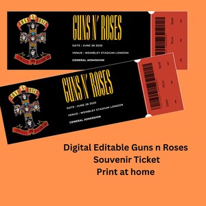 Digital bearbeitbares Guns n Roses Souvenir Ticket Geschenk
