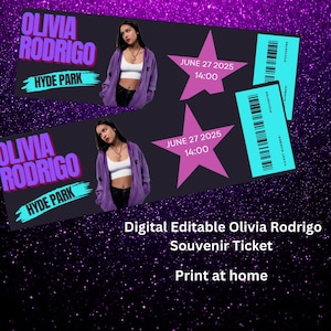 Digital bearbeitbare Olivia Rodrigo Souvenir Ticket