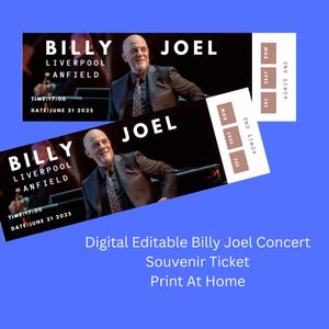 Digital bearbeitbare Billy Joel Souvenir Konzertkarte