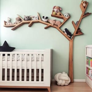 Bookcase Solid Wood, Tree Branch Bookshelf, Kids Bookshelf, Decorative Library, Nursery Bookshelf, Farmhouse Bookshelves