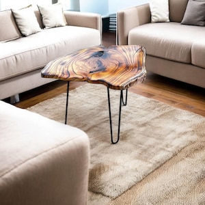 Handmade Live Edge Coffee Table: Burnt Wood Shou Sugi Ban Table