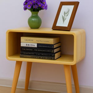 Wooden Mid Century Nightstand with Legs, Handmade Bedside Table, Modern Bedside Shelf, Small Bedroom Furniture, Minimal Wood Table