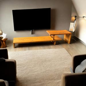 Handmade Solid Wood TV Stand: Rustic Mid-Century Media Console