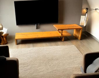 Handmade Solid Wood TV Stand: Rustic Mid-Century Media Console