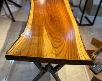 Handmade Walnut Live Edge Desk: Rustic Wood Office Desk with X Legs