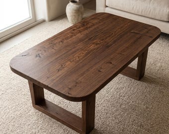 Walnut Coffee Table, Organic Modern Solid Wood Rustic Living Room Table